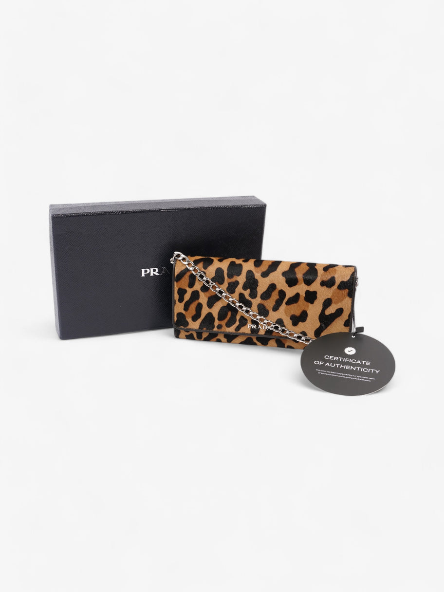 Prada Wallet On Chain Leopard Print Dark Brown Calf Hair Luxe Collective