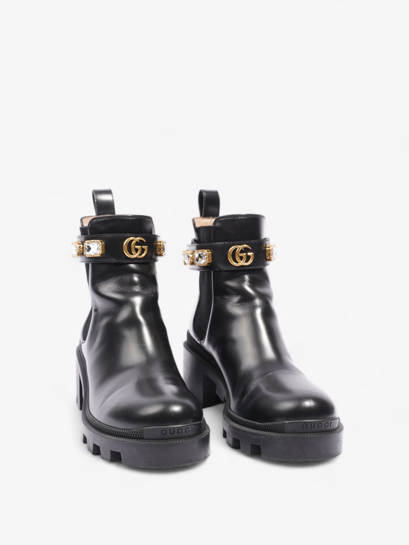  GG Jewelled Boots 50 Black / Gold Leather EU 37 UK 4