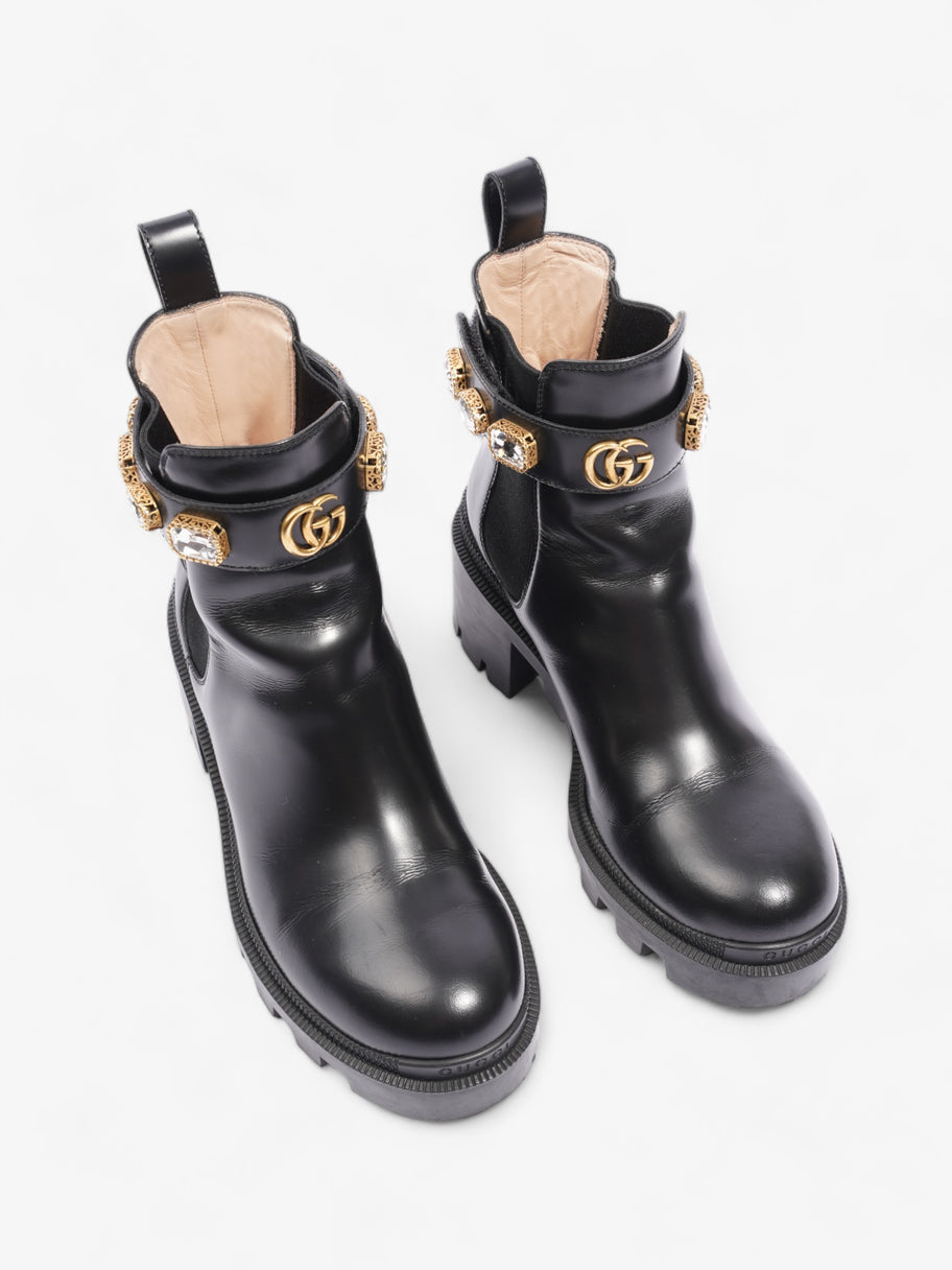 Gucci GG Jewelled Boots 50 Black Gold Leather EU 37 UK 4 Luxe Collective