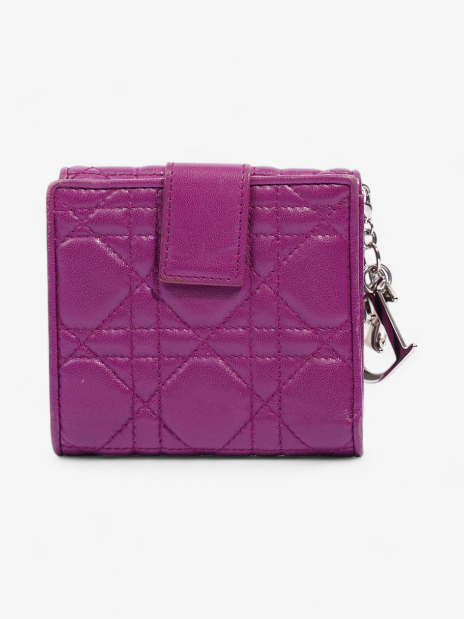 Christian Dior Lady Dior Lotus Wallet Purple / Silver Lambskin Leather Image 2