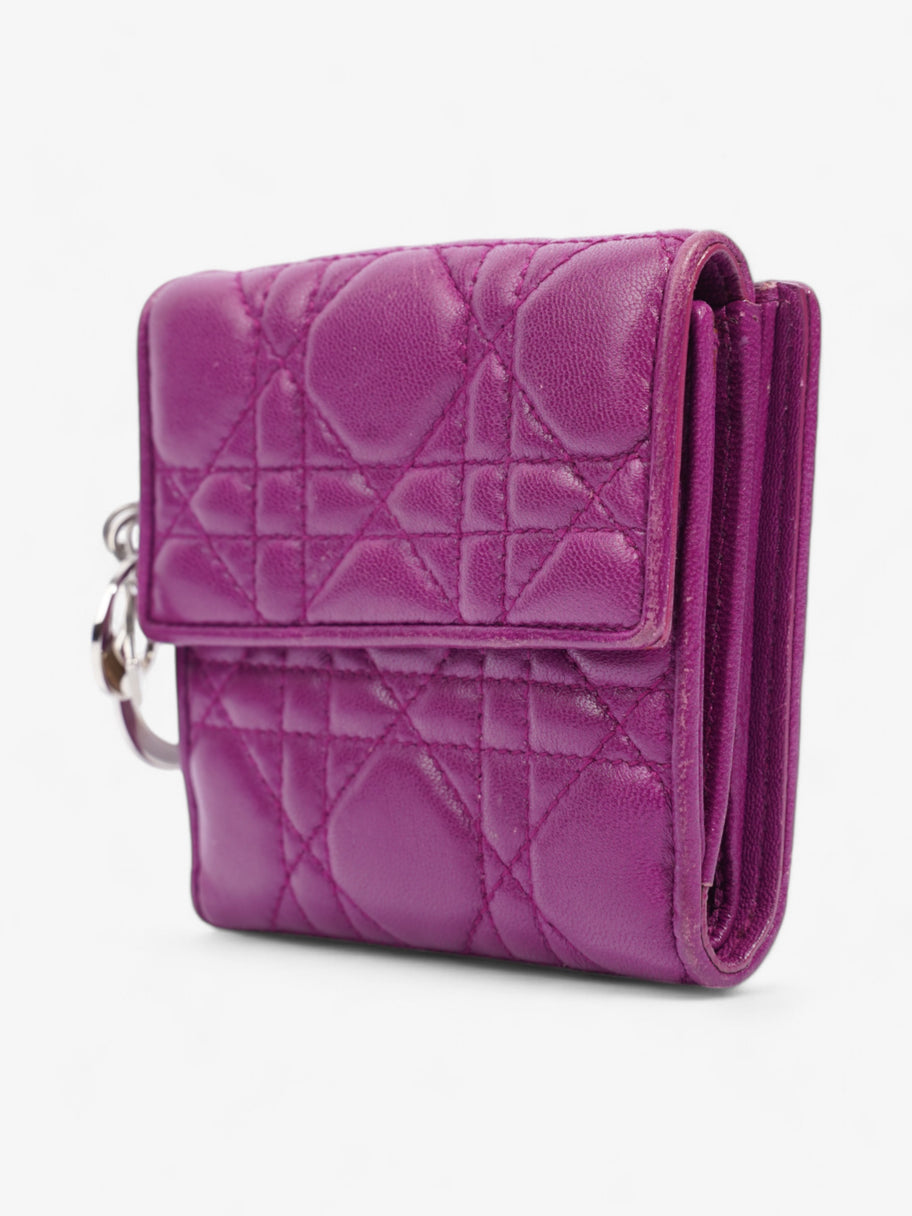 Christian Dior Lady Dior Lotus Wallet Purple / Silver Lambskin Leather Image 3