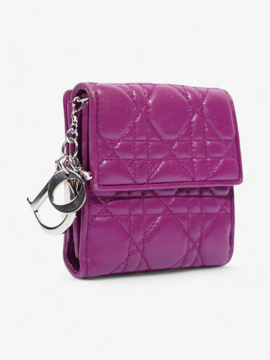 Christian Dior Lady Dior Lotus Wallet Purple / Silver Lambskin Leather Image 4