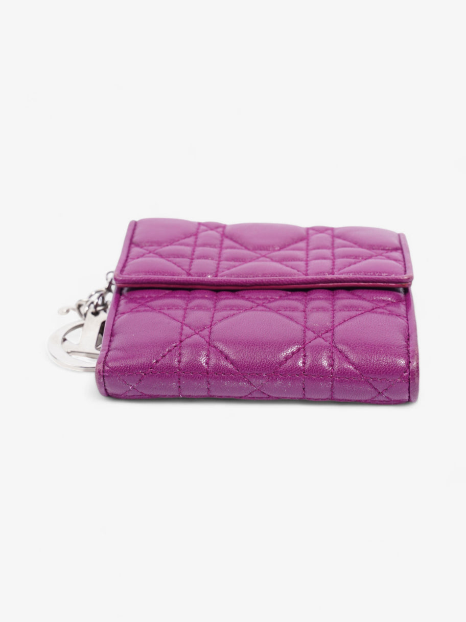 Christian Dior Lady Dior Lotus Wallet Purple / Silver Lambskin Leather Image 5