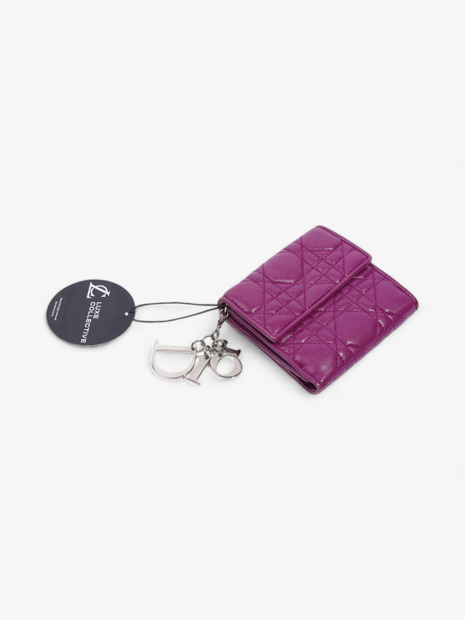 Christian Dior Lady Dior Lotus Wallet Purple / Silver Lambskin Leather Image 9