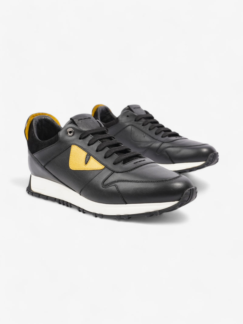  Fendi Monster Eyes Runner Black / Yellow / White Leather EU 42 UK 8