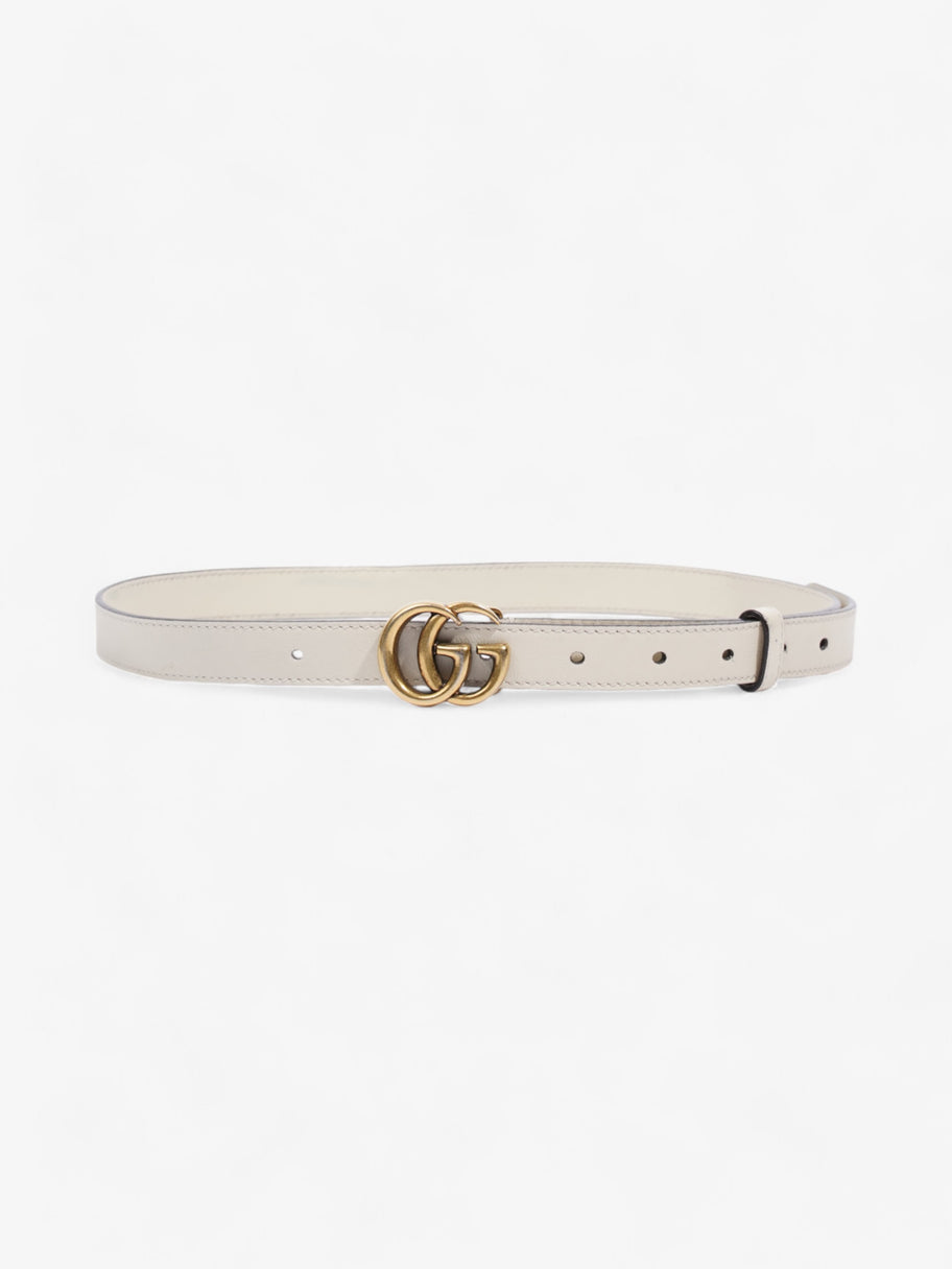 Gucci GG Marmont Thin Belt White / Gold Leather 80cm / 32