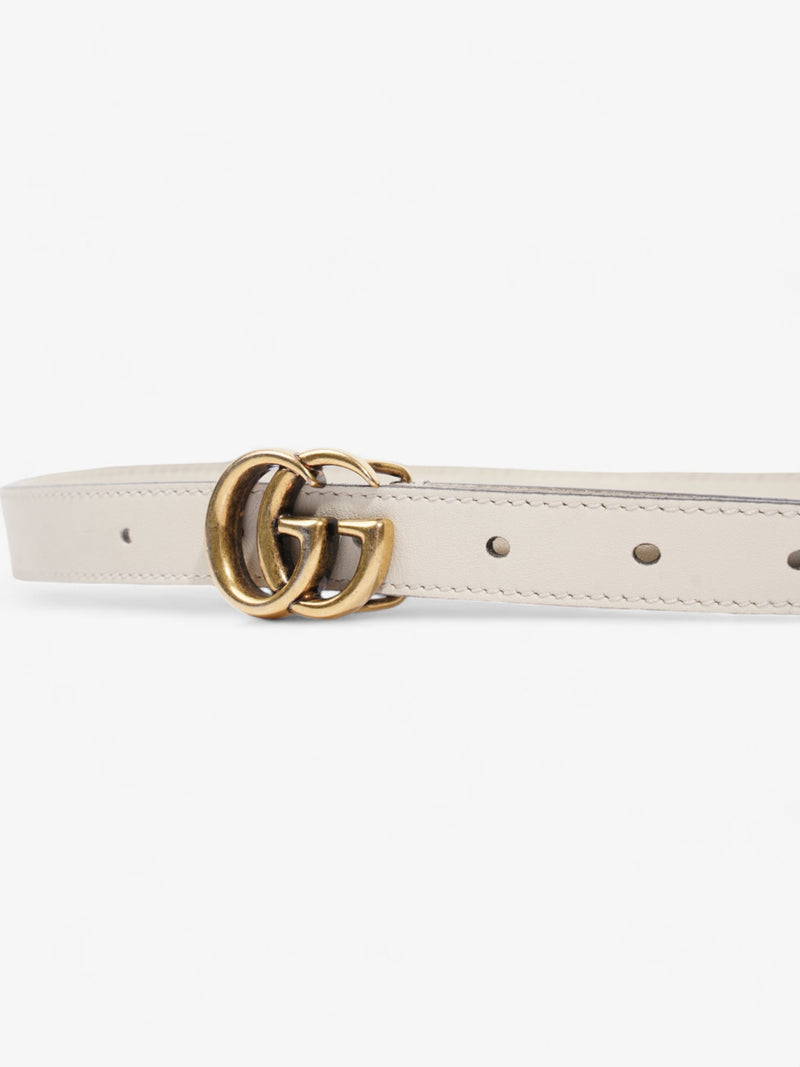  Gucci GG Marmont Thin Belt White / Gold Leather 80cm / 32