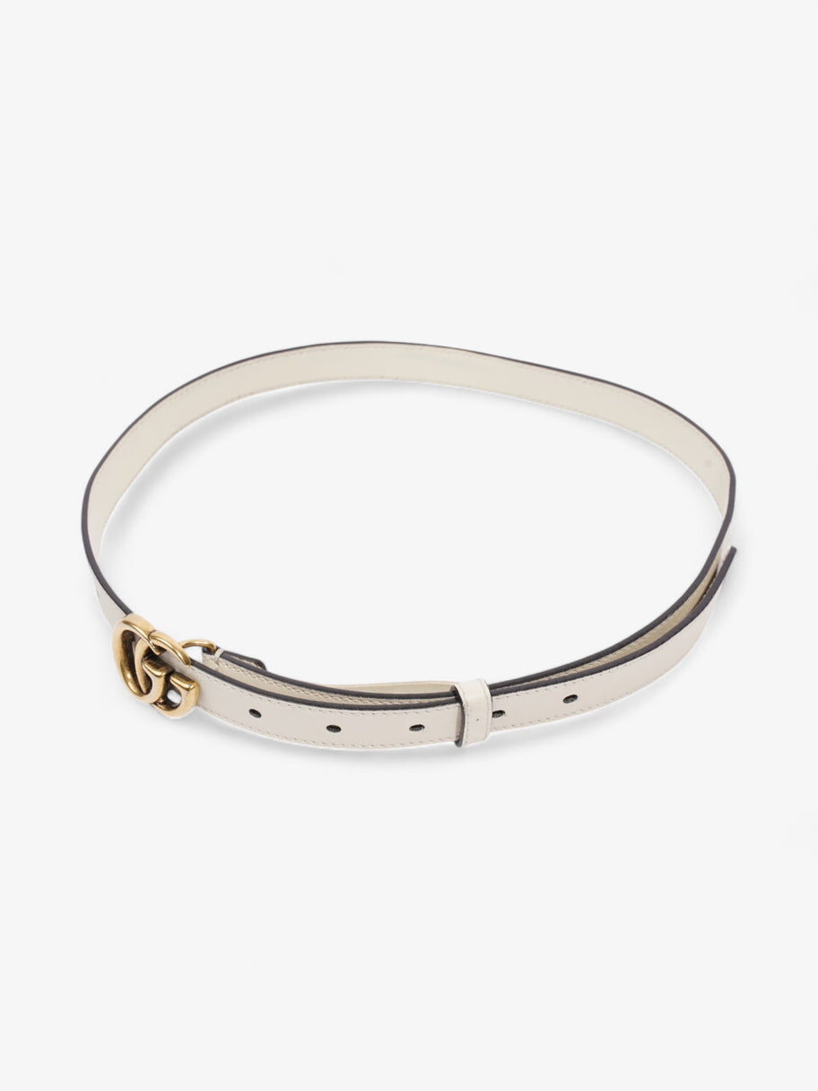 Gucci GG Marmont Thin Belt White / Gold Leather 80cm / 32