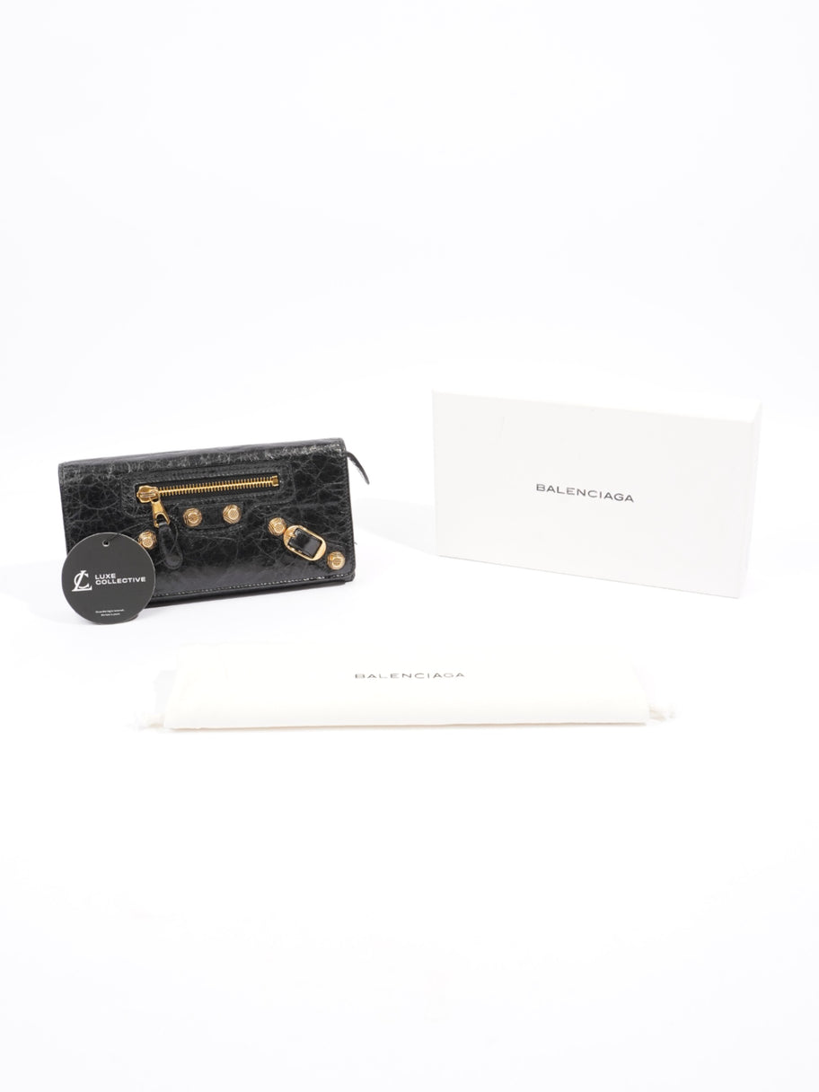 Balenciaga Giant Money Continental Wallet Black / Gold Leather Image 7