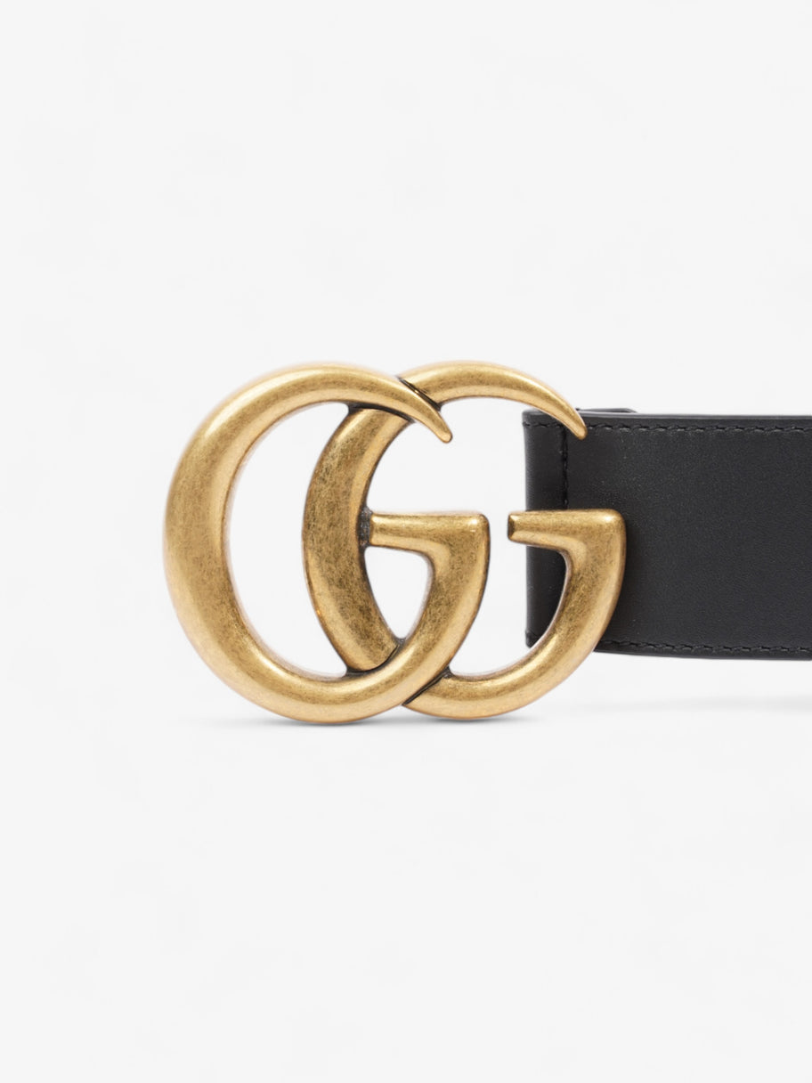 Gucci GG Marmont 2015 Re-Edition Wide Belt Black / Gold Leather 95cm / 38