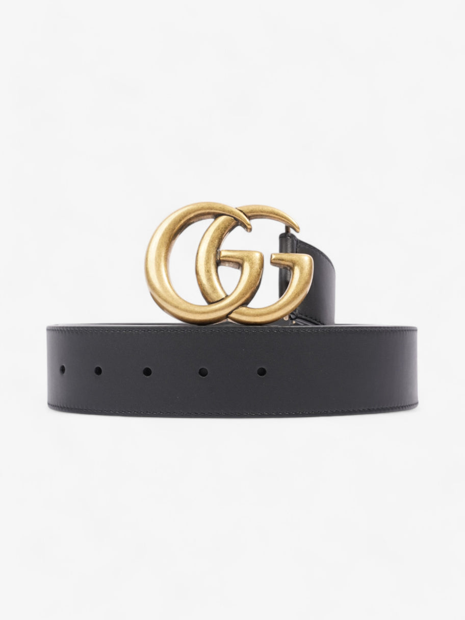 Gucci GG Marmont 2015 Re-Edition Wide Belt Black / Gold Leather 95cm / 38