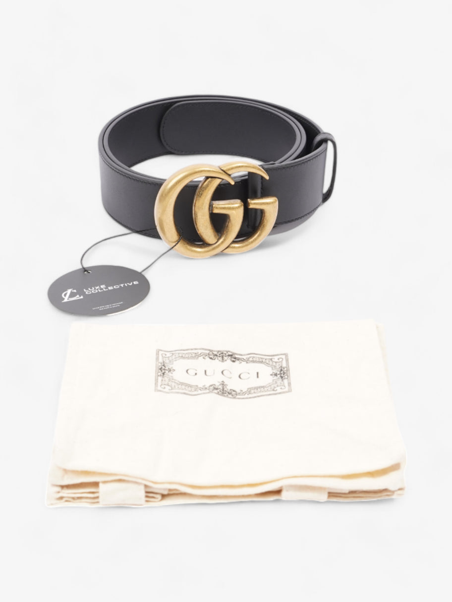 Gucci GG Marmont 2015 Re-Edition Wide Belt Black / Gold Leather 95cm / 38