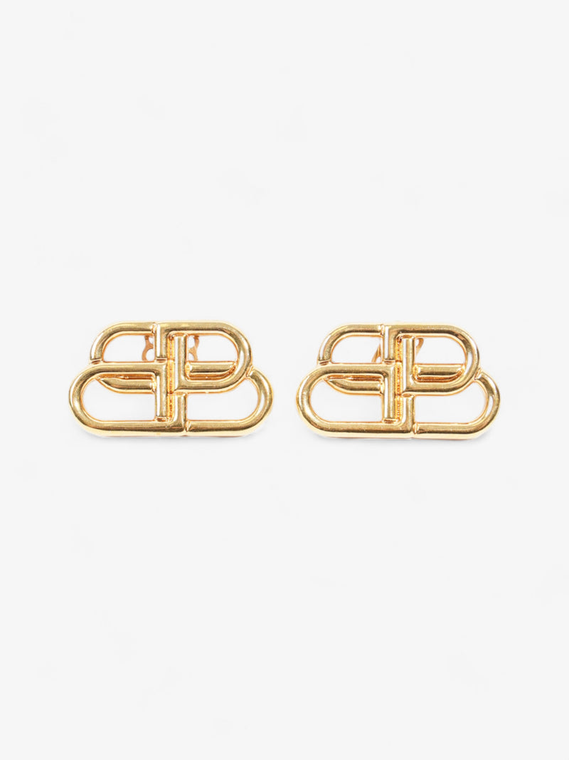  Balenciaga BB Stud Earrings Gold Brass