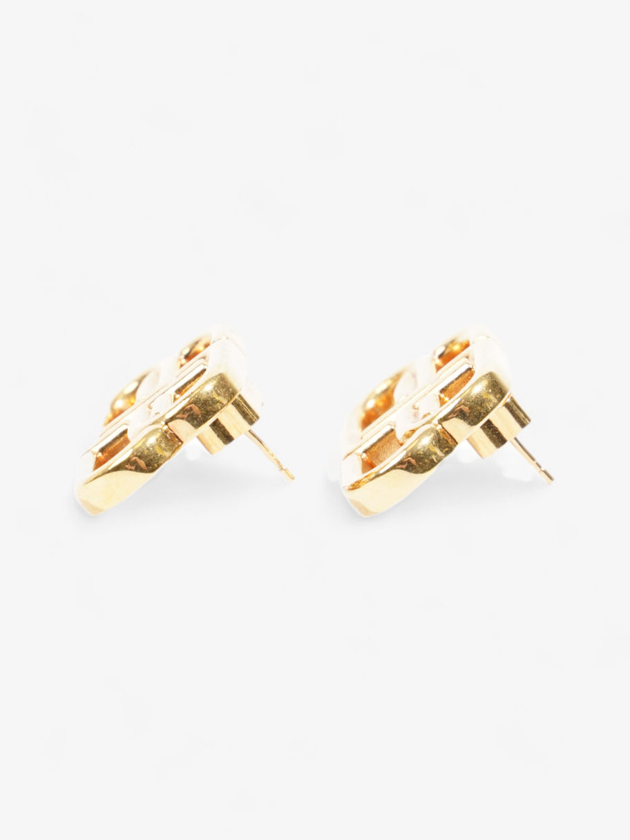 Balenciaga BB Stud Earrings Gold Brass Image 2