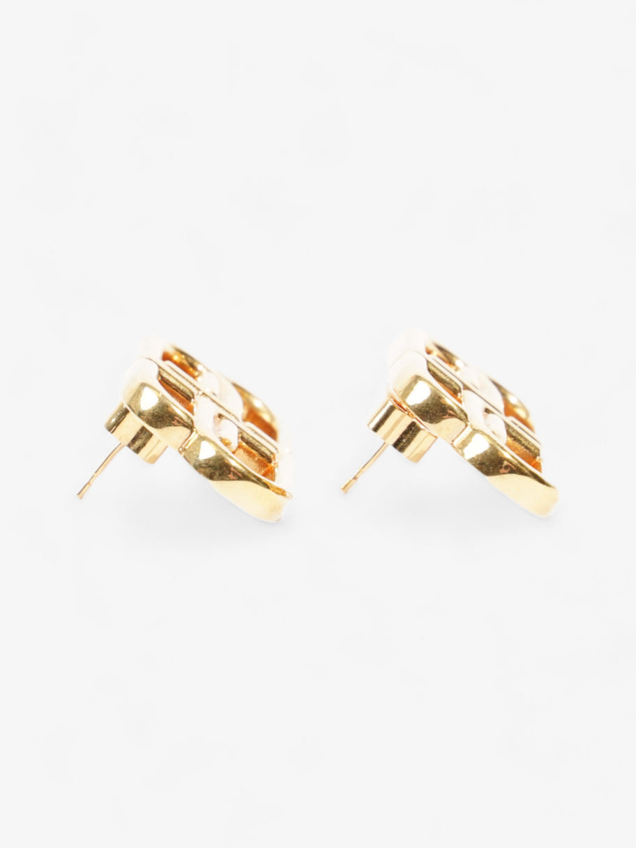 Balenciaga BB Stud Earrings Gold Brass Image 3