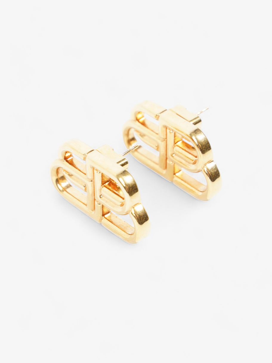 Balenciaga BB Stud Earrings Gold Brass Image 4