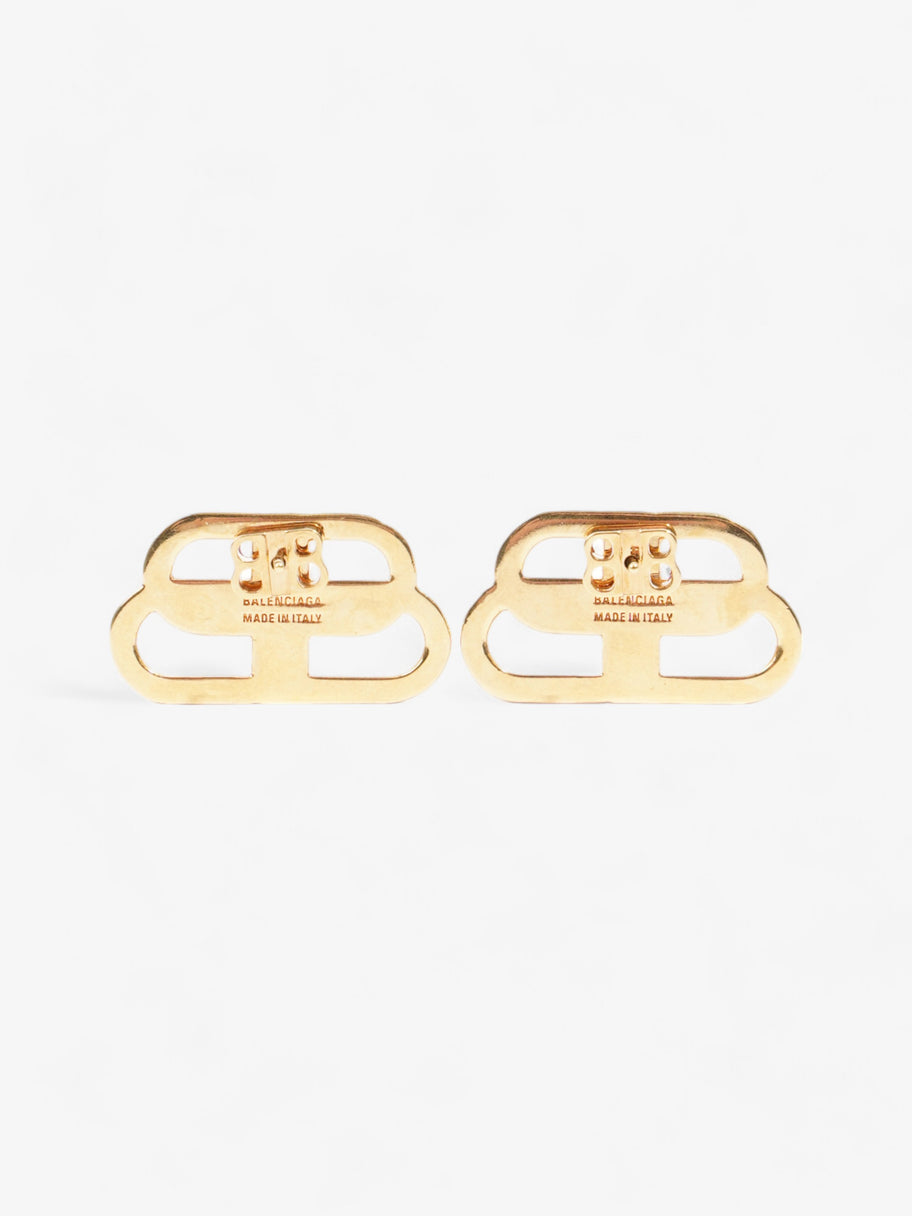 Balenciaga BB Stud Earrings Gold Brass Image 5