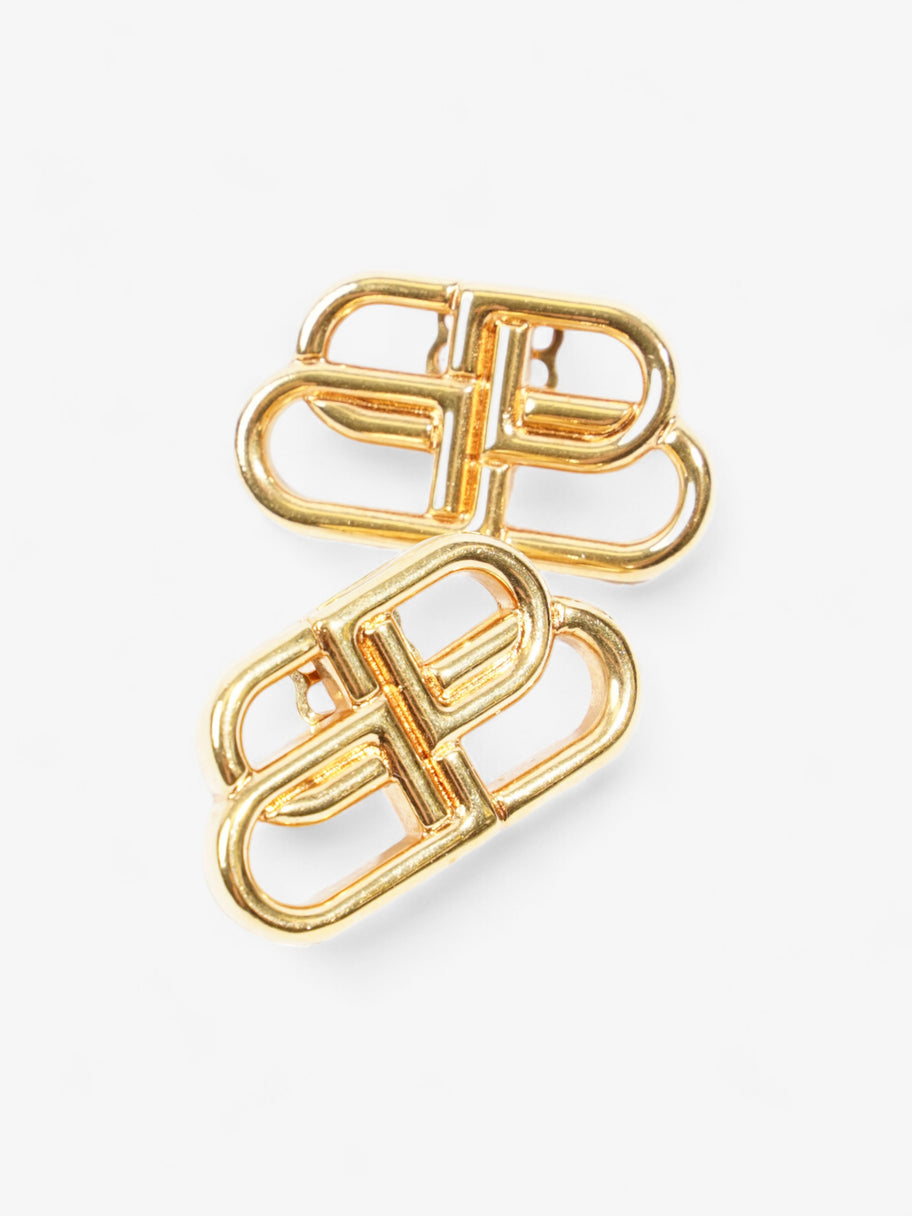 Balenciaga BB Stud Earrings Gold Brass Image 6