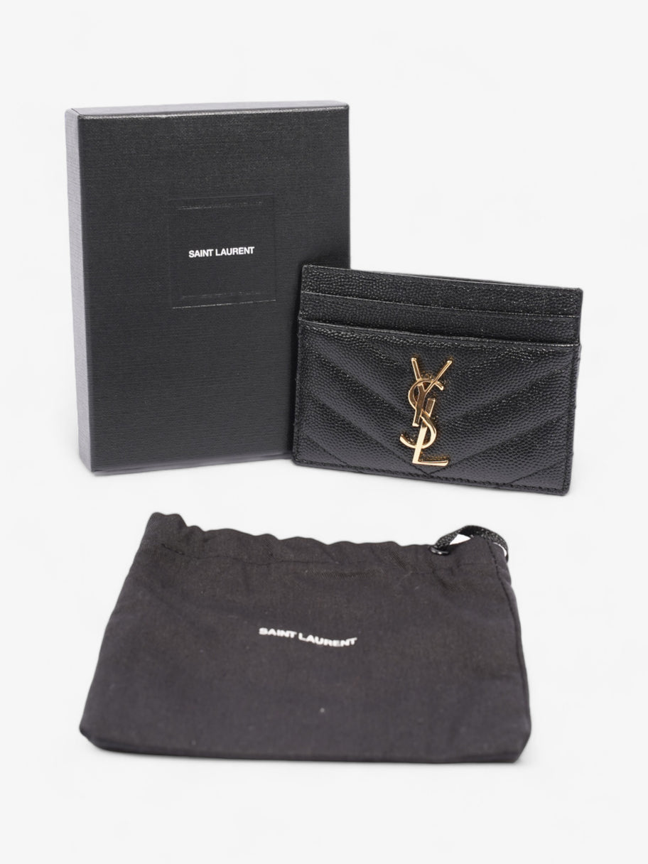 Saint Laurent Cassandre Card Holder Black / Gold Matelasse Leather Image 6