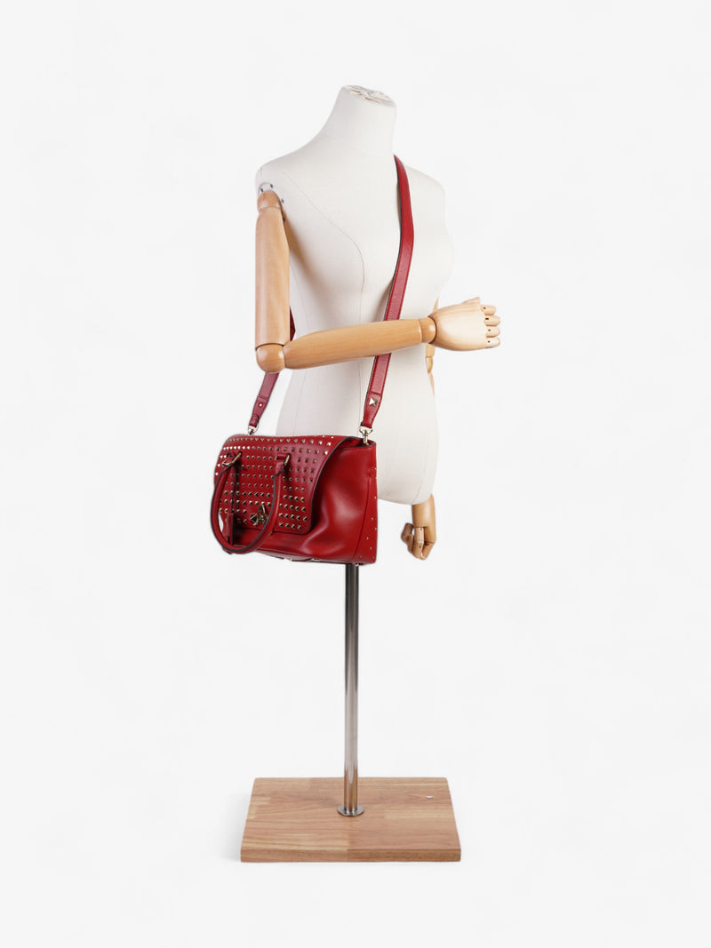  Valentino Rockstud Demilune Red Leather