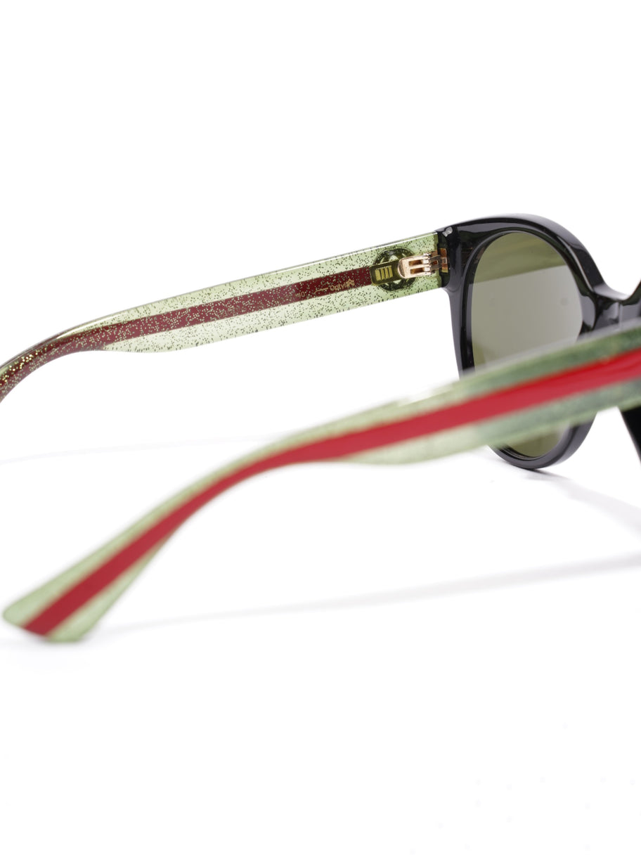 Gucci Round Sunglasses Black / Green / Red Acetate 140mm Image 6