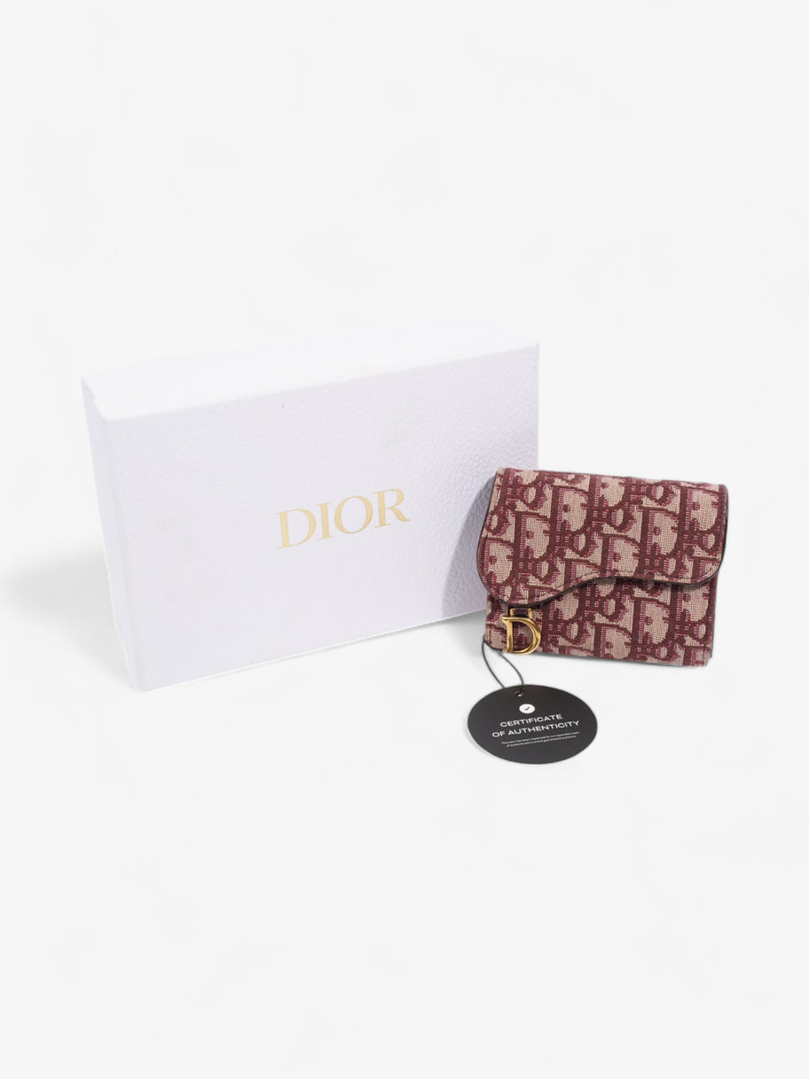 Christian Dior Saddle Card Holder Burgundy Canvas Image 10