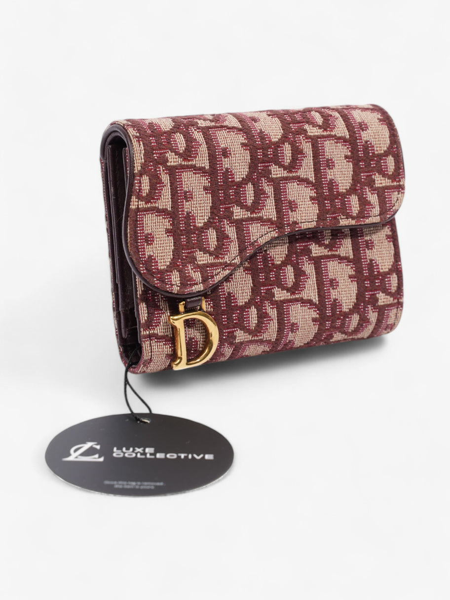 Christian Dior Saddle Card Holder Burgundy Canvas Image 9