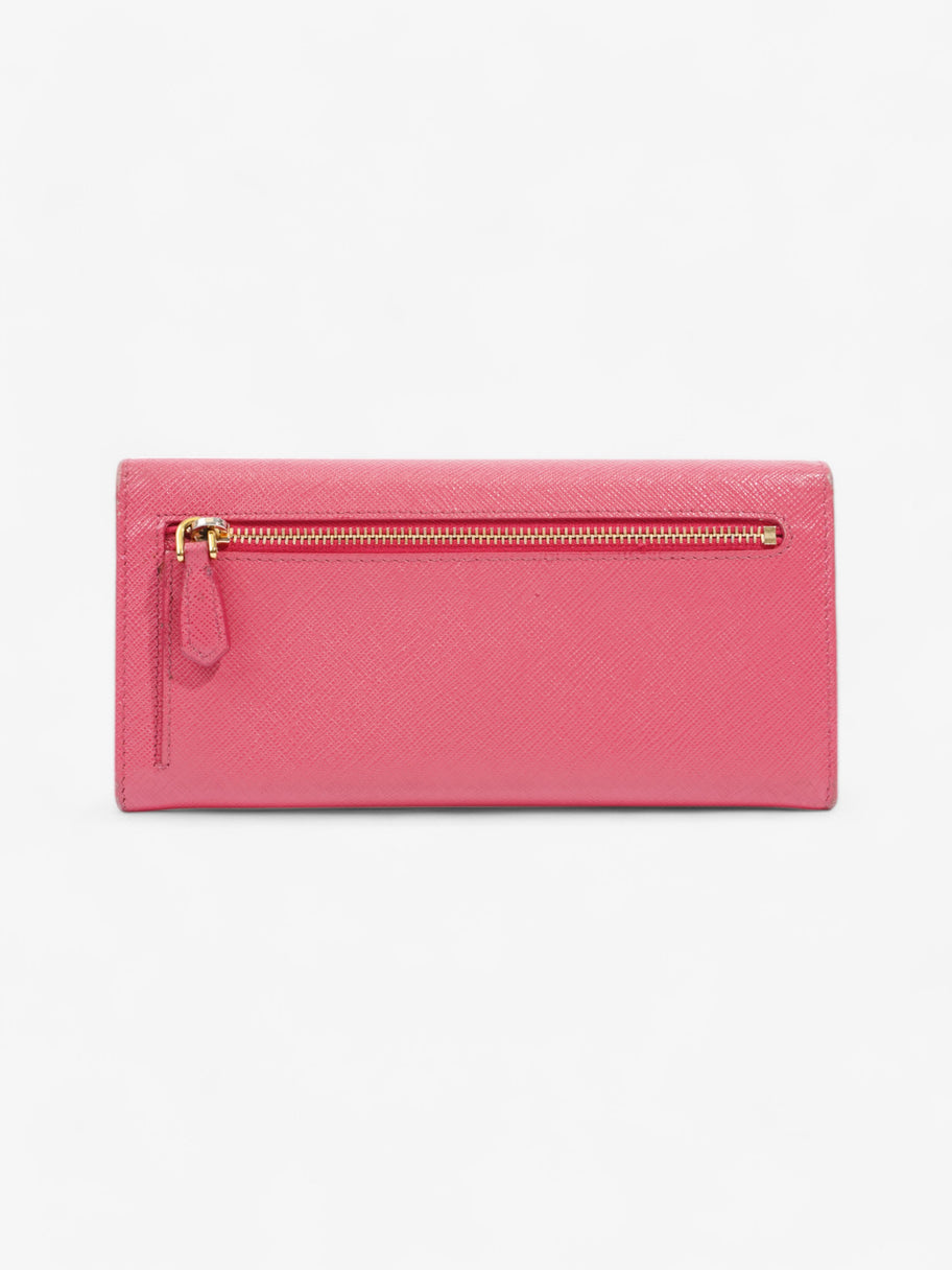 Prada Logo Continental Wallet Pink Saffiano Leather Image 2