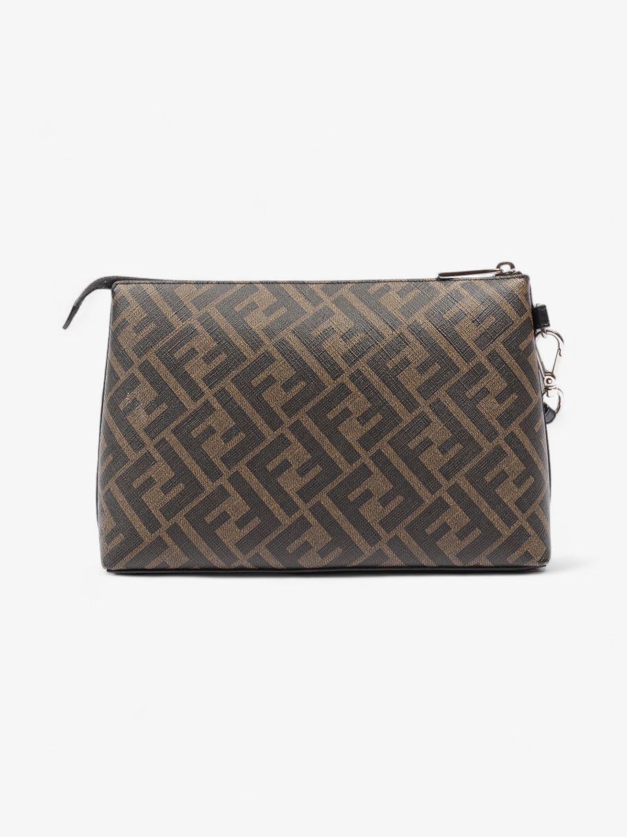 Fendi Diagonal Flat Pouch Tobacco / Black Coated Canvas Image 4