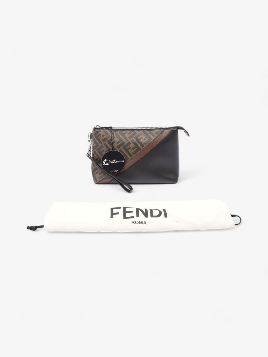 Fendi Diagonal Flat Pouch Tobacco / Black Coated Canvas Image 8