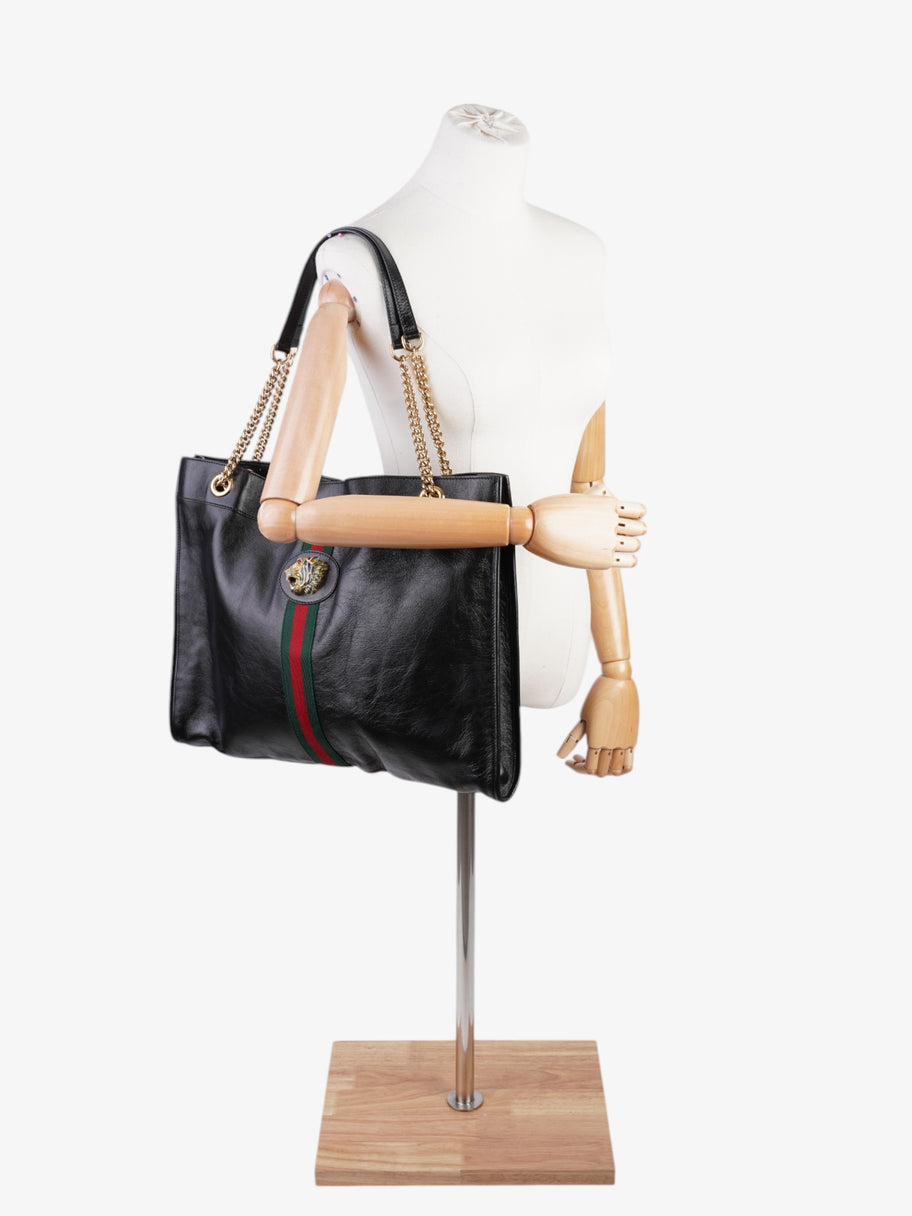 Gucci Rajah Chain Tote Black / Green / Red Leather Large Image 2