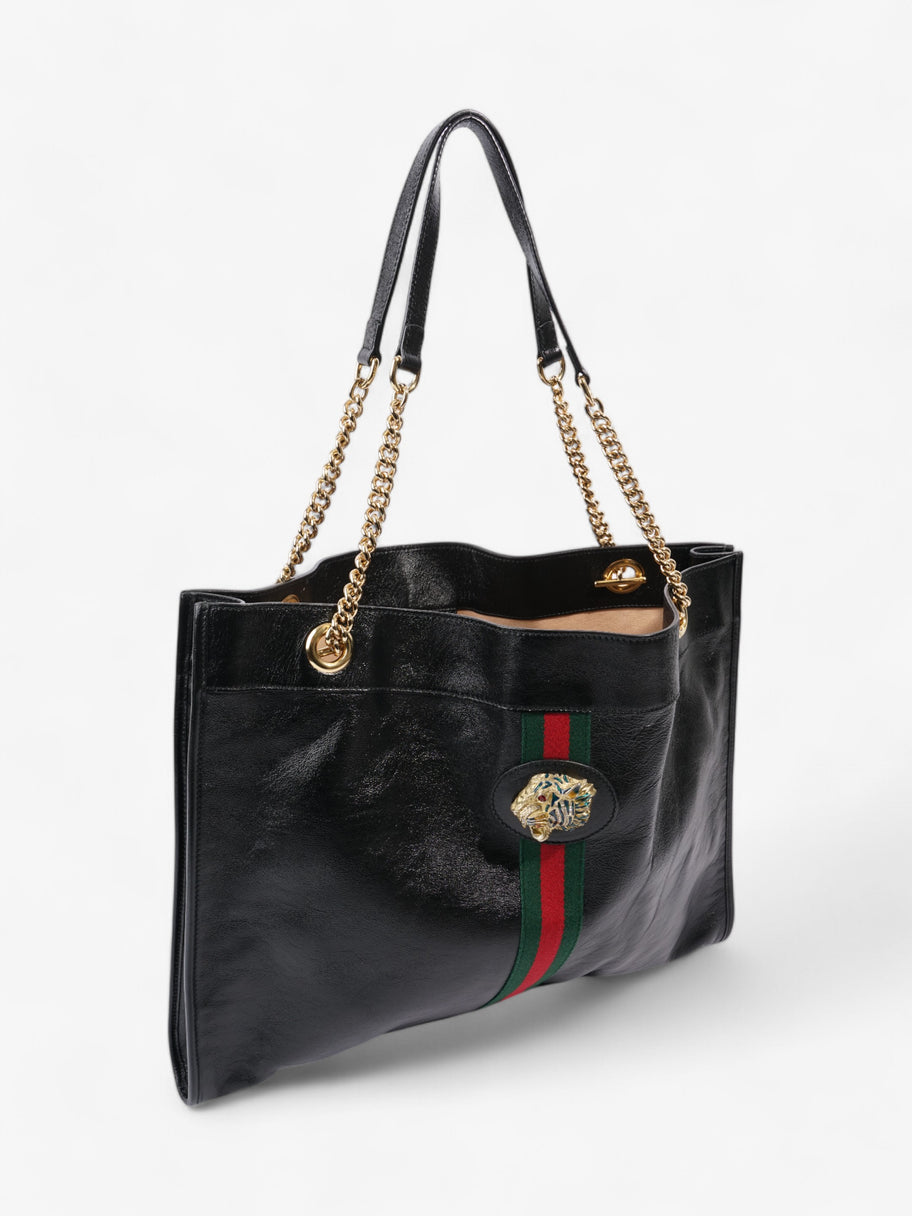 Gucci Rajah Chain Tote Black / Green / Red Leather Large Image 7