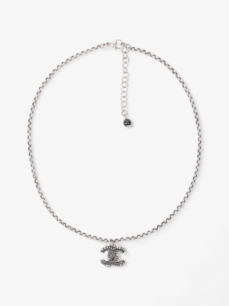  Chanel CC Necklace Silver Tone Base Metal