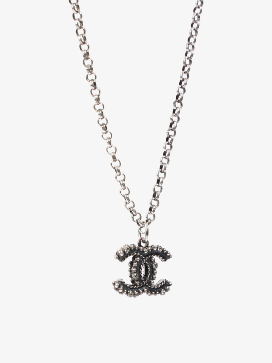 Chanel CC Necklace Silver Tone Base Metal Image 4