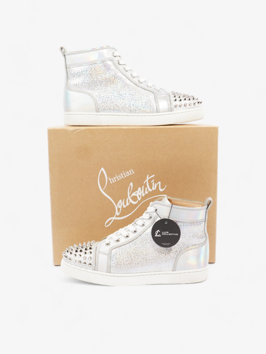 Christian Louboutin Lou Spikes Silver / Iridescent  Calfskin Leather EU 38 UK 5 Image 10