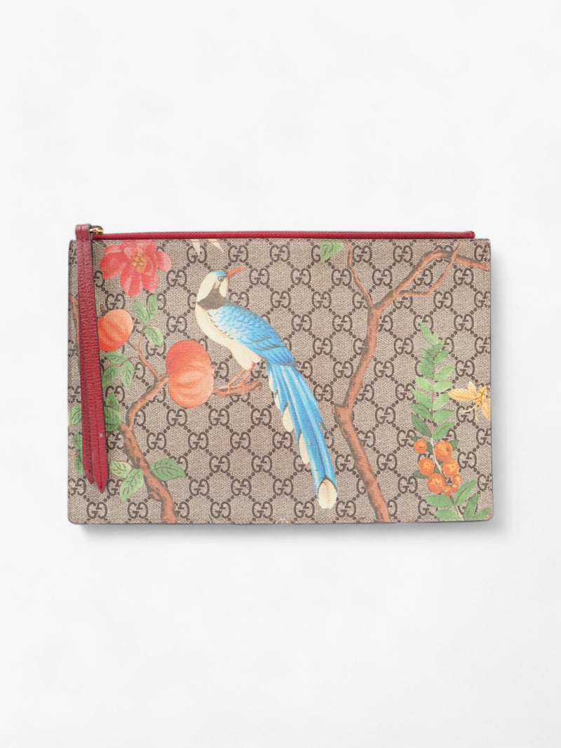  Gucci Floral Bird Clutch Supreme Coated Canvas