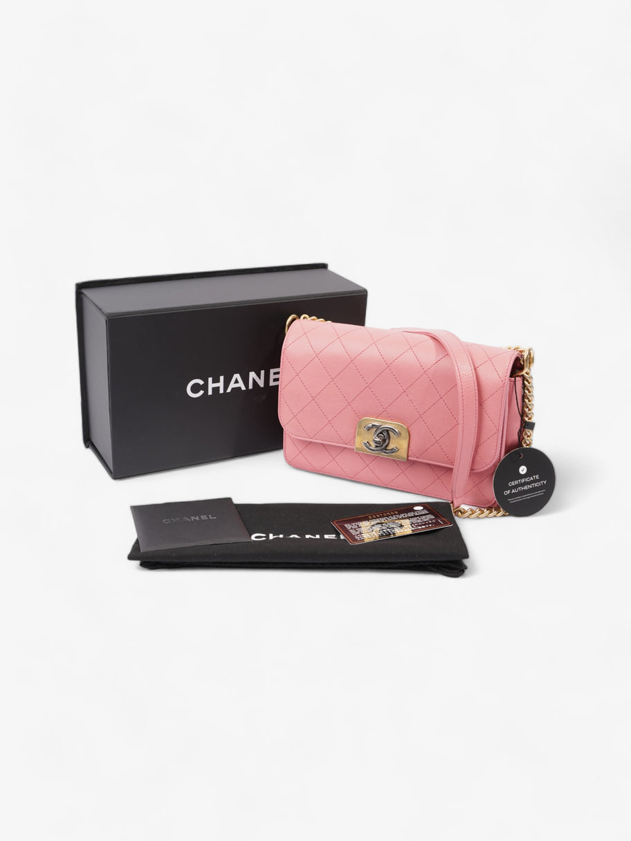 Chanel Quilted Crossbody Bag Pink Calfskin Leather Image 11