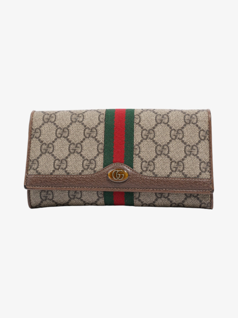  Gucci Ophidia Wallet GG Supreme / Green / Red Coated Canvas