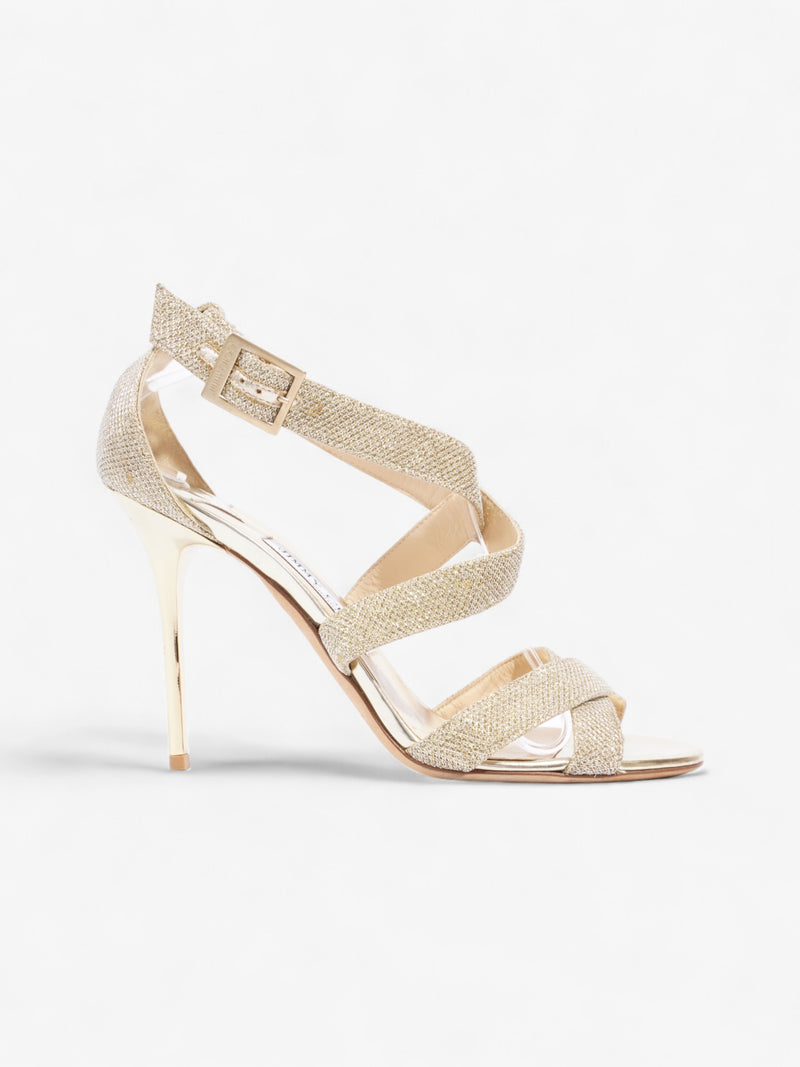  Jimmy Choo Lottie Sandals 85 Gold Mesh EU 39.5 UK 6.5