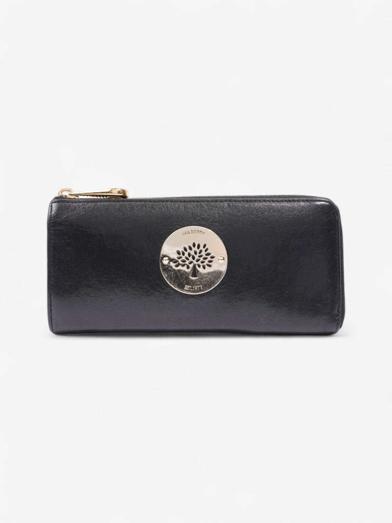  Mulberry Daria Zip Around Wallet Black / Gold Leather Medium