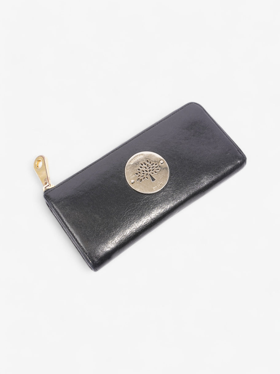 Mulberry Daria Zip Around Wallet Black Gold Leather Medium Luxe Collective