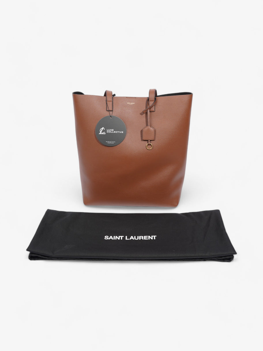 Saint Laurent Shopping Bag Brown Calfskin Leather N/S Image 9