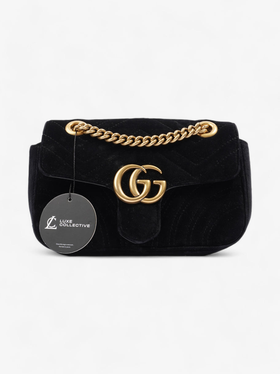 Gucci gg marmont mini bag matelasse velvet black sale