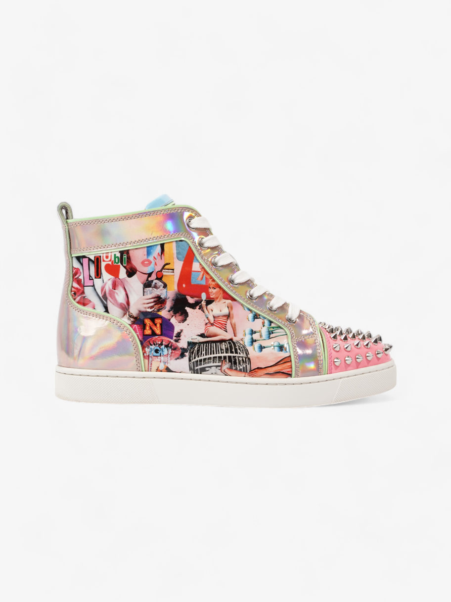 Christian Louboutin Lou Spikes Flat Pink Multi Print PVC EU 39.5 UK 6.5 Image 1