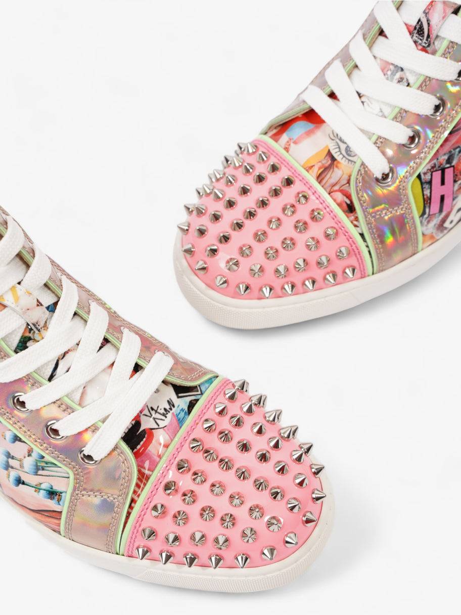 Christian Louboutin Lou Spikes Flat Pink Multi Print PVC EU 39.5 UK 6.5 Image 10