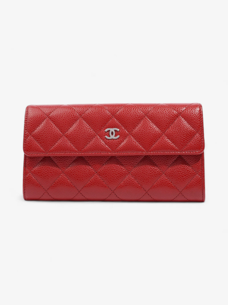  Chanel Interlocking CC Continental Wallet Red Caviar Leather