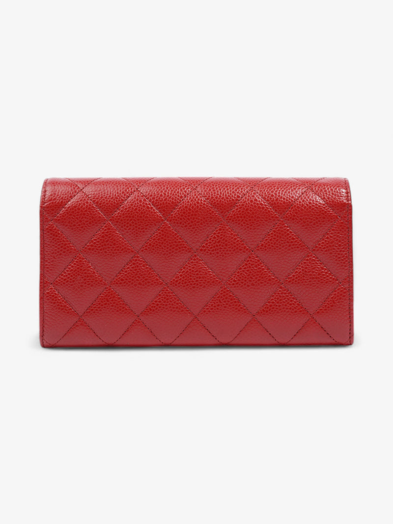  Chanel Interlocking CC Continental Wallet Red Caviar Leather