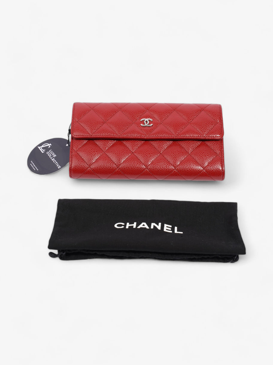 Chanel Interlocking CC Continental Wallet Red Caviar Leather Image 8