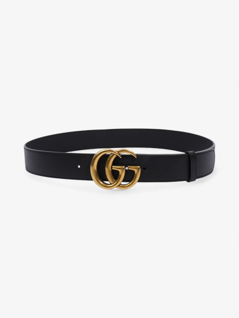  Gucci GG Marmont Wide Belt Black / Gold Leather 95cm / 38