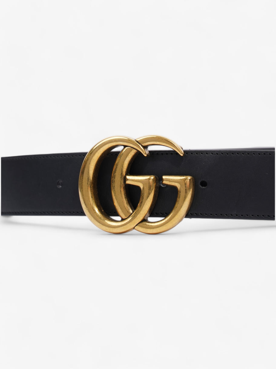 Gucci GG Marmont Wide Belt Black / Gold Leather 95cm / 38